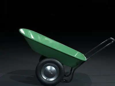 Gardening Cart GreenPainted Low-poly 3D model