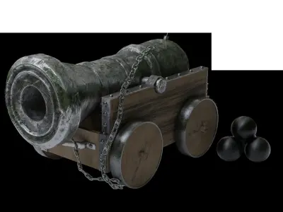 3D Old Vessel Cannon  3D model