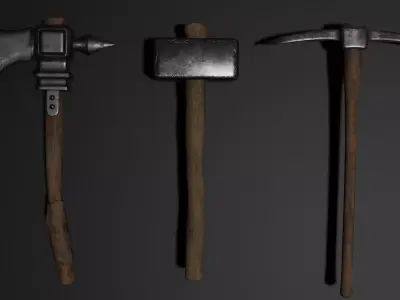 Survival Tool Kit - Hammer Axe and Pickaxe 3D model