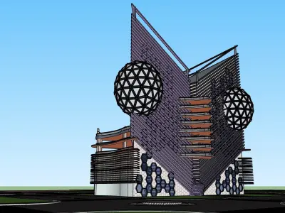 Skyscraper Deconstructivism Structure  Low-poly 3D model