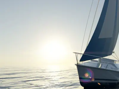 Monohull Sailboat Low-poly 3D model