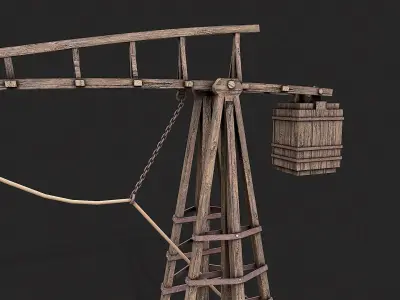 Medieval Siege Trebuchet 3 Low-poly 3D model