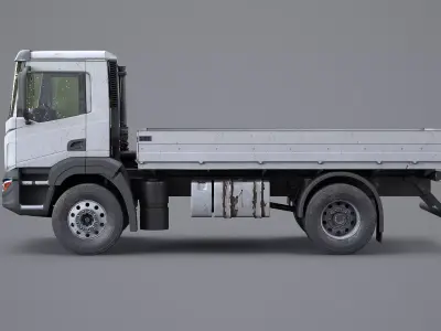 Realistic Flatbed Truck Aged and Rusted 3D model