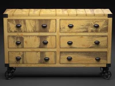 Manufacture Buffet-dresser on Wheels in the Industrial Style 3D model