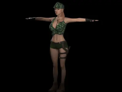 Military Girl Low-poly 3D model purchase