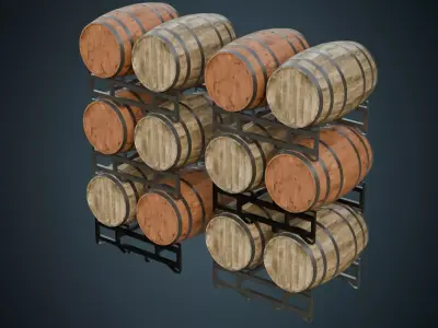 Wooden Barrel 1A Low-poly 3D model
