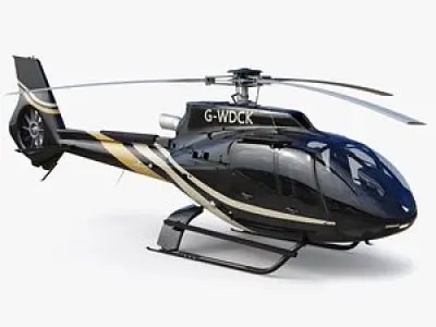 Airbus Helicopter H130 Black - Eurocopter EC 130 with Cockpit and Interior 3D model