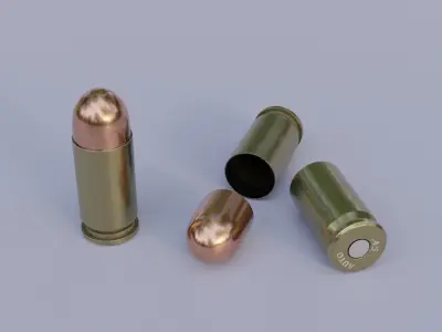 45 ACP Ammo Bullet and Shell 3D model