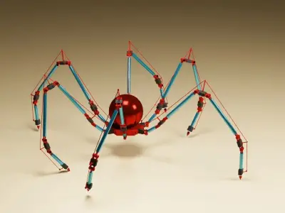 Spider robot - Rigged and animated Low-poly 3D model