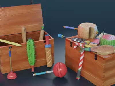 Ridiculous Weapons Game Asset Pack Free low-poly 3D model purchase