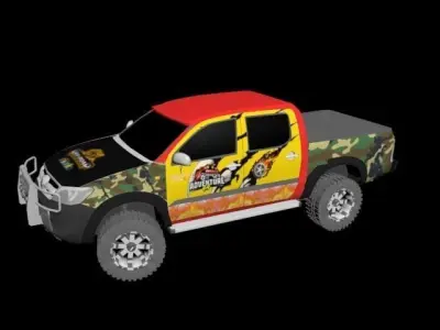 Toyota Hilux offroad cab pickup 4x4 Low-poly 3D model