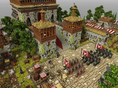 Voxel Orc Castle Asset Low-poly 3D model