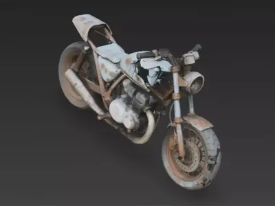 Abandoned Motorcycle Wreck Low-poly 3D model