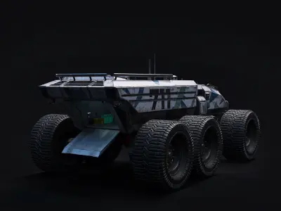 Technical Vehicle White Unreal Engine Rigged UE4 8K Textures Low-poly 3D model