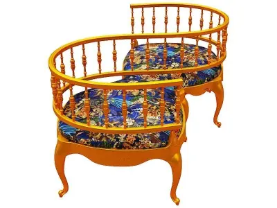 Antique courting chair Low-poly 3D model purchase