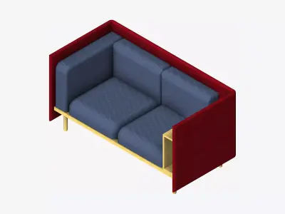 Sofa - Contemporary - Flame - Small - Armrest Shelf - Right Low-poly 3D model