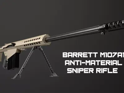 Barrett M107A1 Sniper Rifle Low-poly 3D model