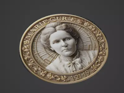 Marie Curie Medallion 3D print model