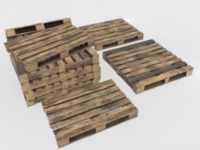Industrial Wooden Pallet 5 Low-poly 3D model