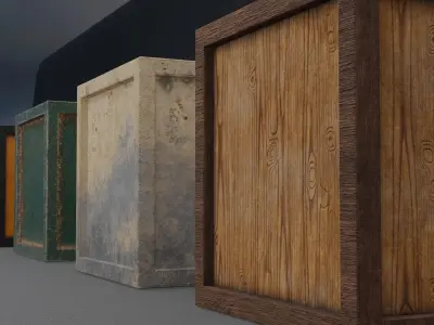 Crates - 4 different and distinct 4k PBR materials  Low-poly 3D model