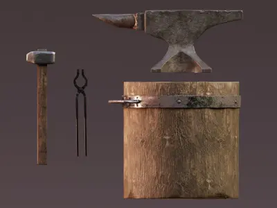 The blacksmith s set Low-poly 3D model