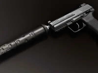 Knights Armament USP-T 45ACP Suppressor Low-poly 3D model