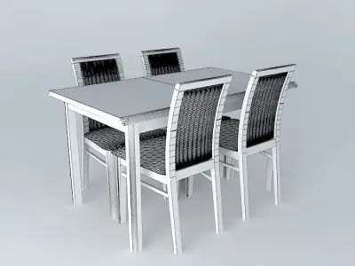 Indiana Red Pine dining table set 3D model