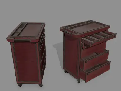 Cupboard cabinet with drawers Low-poly 3D model