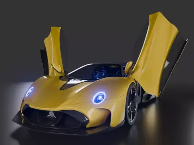 JTX SP50 Raydon Hardtop Hypercar Rigged and animated Low-poly 3D model