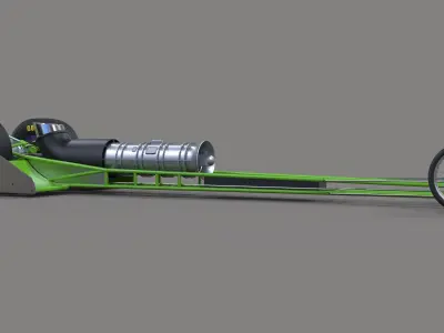 Front engine jet dragster 3D model