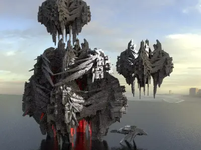 Sci-Fi Insectoid ship Towers Kit bash 2  3D model