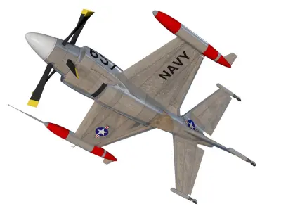 XFV-1 fighter jet with propellers flying in air 3D model