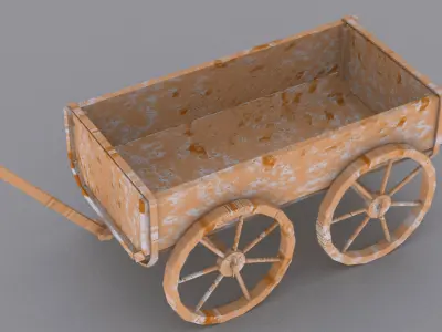 Wooden Cart Old Collection  Low-poly 3D model