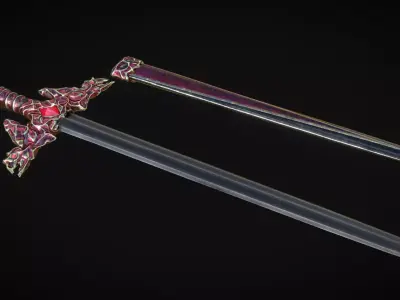 Crimson Dragon Sword - Game Ready Low-poly 3D model