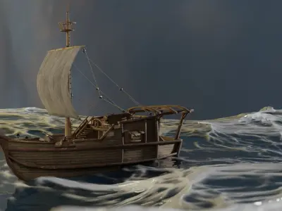 Ship - boat sea thieves   low poly  Low-poly 3D model