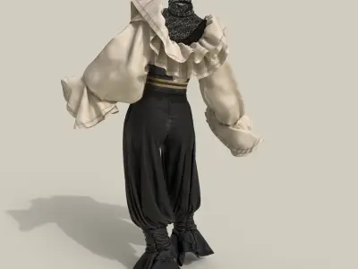 vintage female outfit 3D model