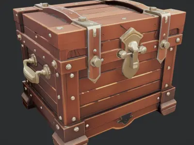 antique wooden treasure chest 3D model