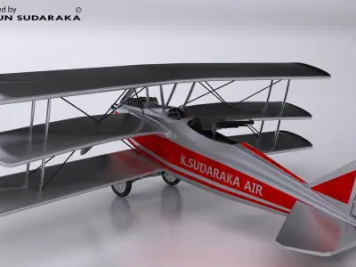 classic  aroplane aircraft Low-poly 3D model