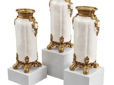 Chinese porcelain midcentury Vase Low-poly 3D model