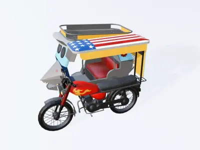 Tricycle 3D Model Philippines Transport Vehicle Low-poly 3D model