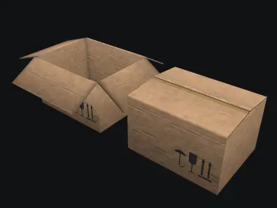  cardboard box Low-poly 3D model
