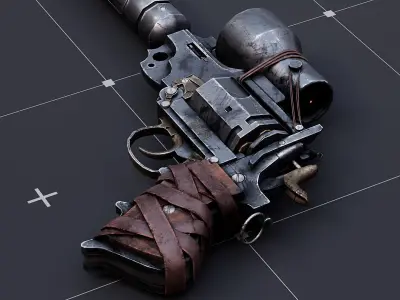Post Apocalyptic Revolver Low-poly 3D model