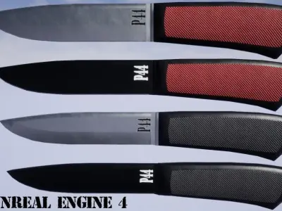 Low Poly PBR P44 Knife Free low-poly 3D model