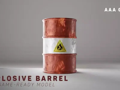 Explosive Barrel Game-Ready for AAA games Low-poly 3D model