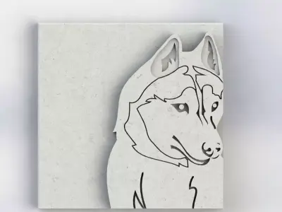 3d printable Husky dog 4 part stl file 3D print model