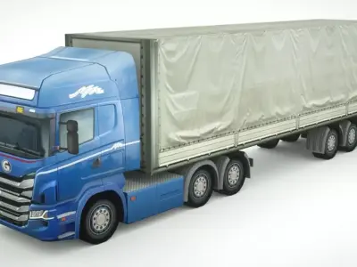Semi-truck 702 Low-poly 3D model