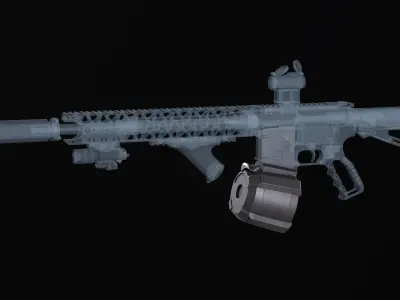 AR M4 - Magpul PMAG D-60 STANAG magazine Low-poly 3D model