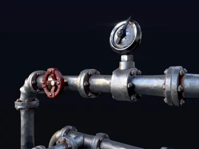 Stylised pipes and kit part pack Low-poly 3D model