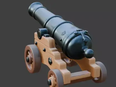 Stylized Pirate Cannon  Model Low-poly 3D model