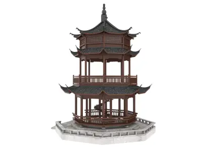 Chinese tower Low-poly 3D model